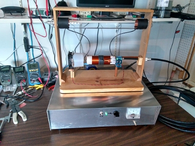 The plasma tube holder is placed on the top of the amplifier enclosure.